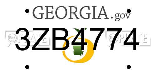3ZB4774 Georgia License Plate