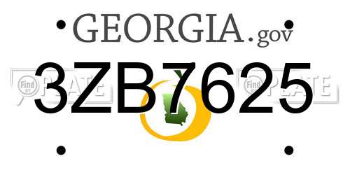 3ZB7625 Georgia License Plate
