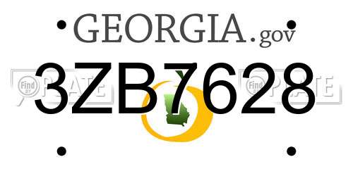3ZB7628 Georgia License Plate