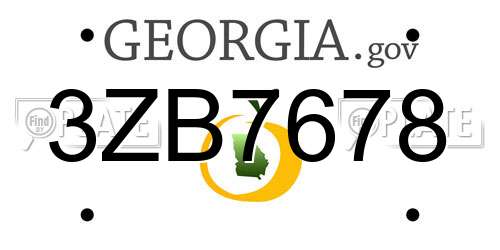3ZB7678 Georgia License Plate