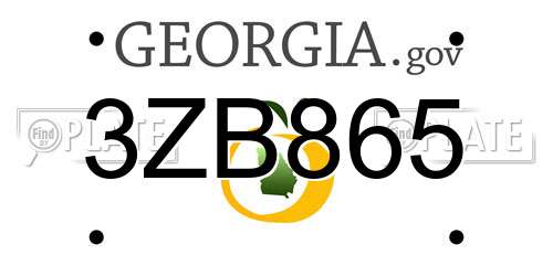 3ZB865 Georgia License Plate