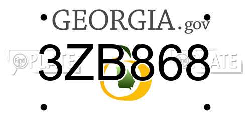 3ZB868 Georgia License Plate