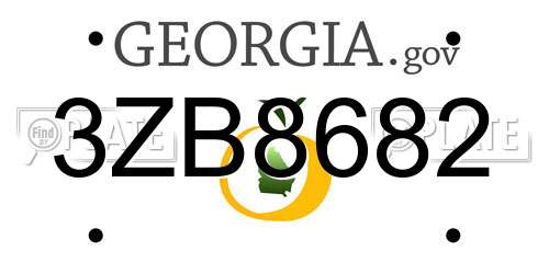 3ZB8682 Georgia License Plate