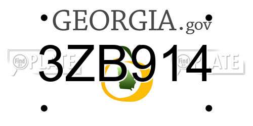 3ZB914 Georgia License Plate