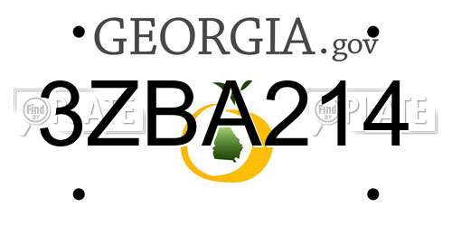 3ZBA214 Georgia License Plate