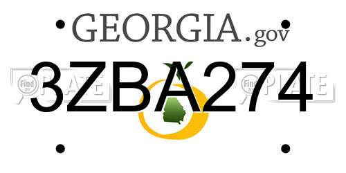 3ZBA274 Georgia License Plate