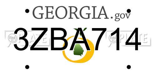 3ZBA714 Georgia License Plate