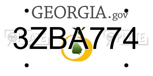 3ZBA774 Georgia License Plate