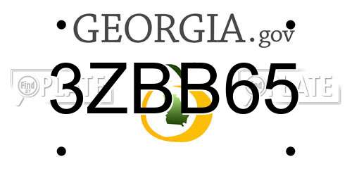 3ZBB65 Georgia License Plate