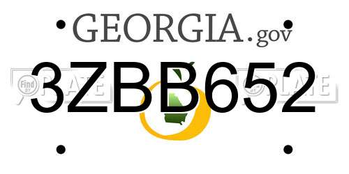 3ZBB652 Georgia License Plate