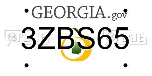 3ZBS65 Georgia License Plate