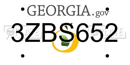 3ZBS652 Georgia License Plate