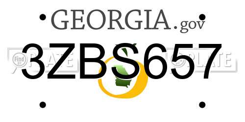 3ZBS657 Georgia License Plate