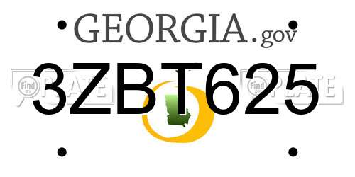 3ZBT625 Georgia License Plate