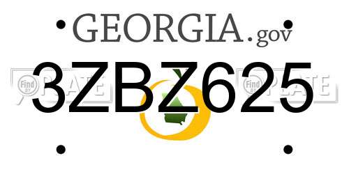 3ZBZ625 Georgia License Plate
