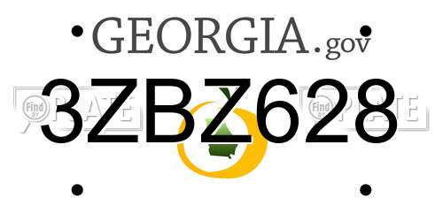 3ZBZ628 Georgia License Plate