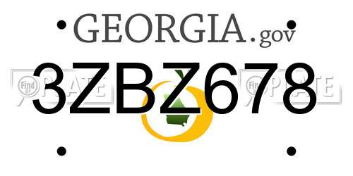 3ZBZ678 Georgia License Plate