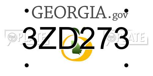 3ZD273 Georgia License Plate