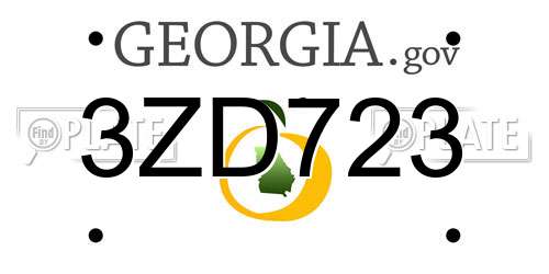 3ZD723 Georgia License Plate