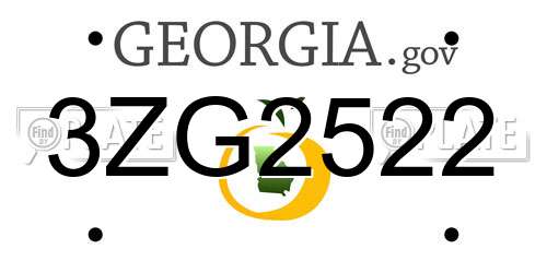 3ZG2522 Georgia License Plate
