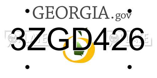 3ZGD426 Georgia License Plate