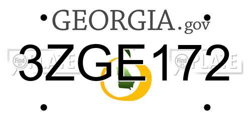 3ZGE172 Georgia License Plate