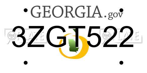 3ZGT522 Georgia License Plate