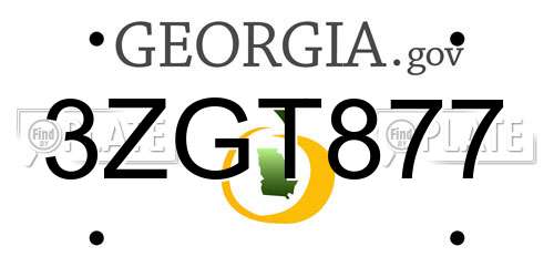 3ZGT877 Georgia License Plate