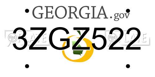 3ZGZ522 Georgia License Plate