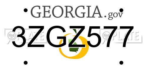 3ZGZ577 Georgia License Plate