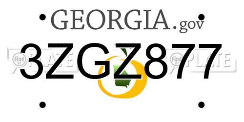 3ZGZ877 Georgia License Plate