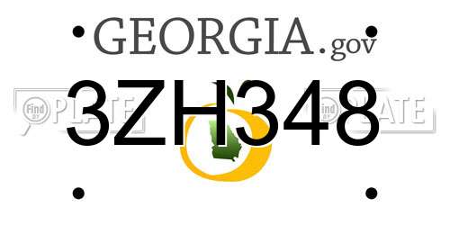 3ZH348 Georgia License Plate