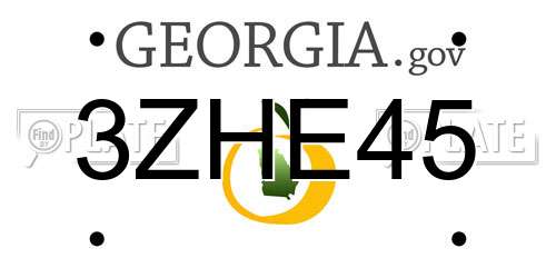 3ZHE45 Georgia License Plate