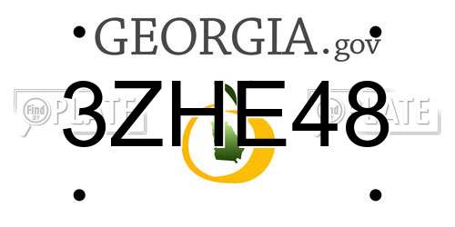 3ZHE48 Georgia License Plate