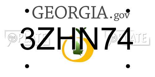 3ZHN74 Georgia License Plate