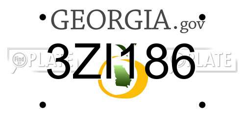 3ZI186 Georgia License Plate
