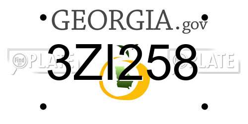 3ZI258 Georgia License Plate