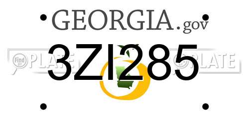 3ZI285 Georgia License Plate