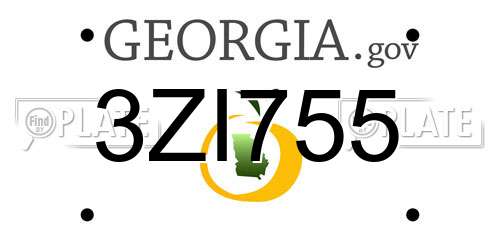 3ZI755 Georgia License Plate