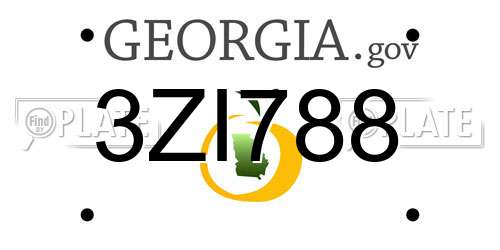 3ZI788 Georgia License Plate