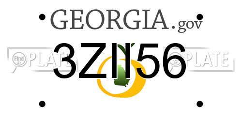 3ZII56 Georgia License Plate