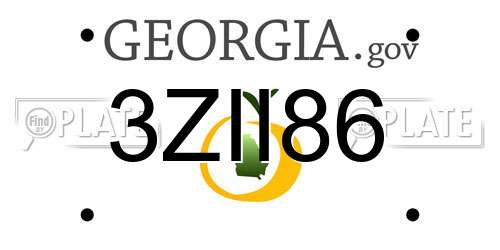 3ZII86 Georgia License Plate