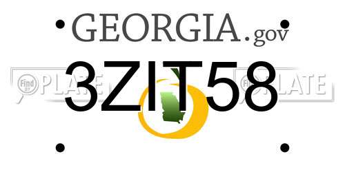 3ZIT58 Georgia License Plate