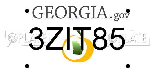 3ZIT85 Georgia License Plate