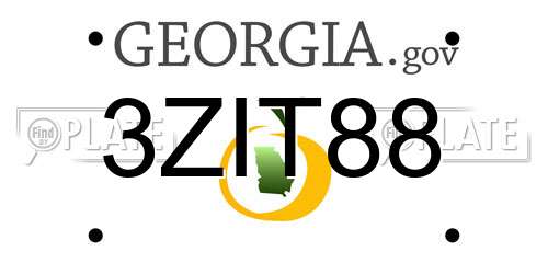 3ZIT88 Georgia License Plate