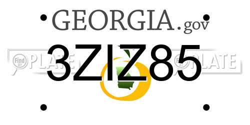 3ZIZ85 Georgia License Plate