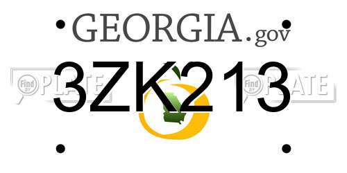 3ZK213 Georgia License Plate