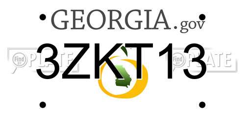 3ZKT13 Georgia License Plate