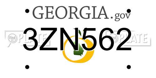 3ZN562 Georgia License Plate