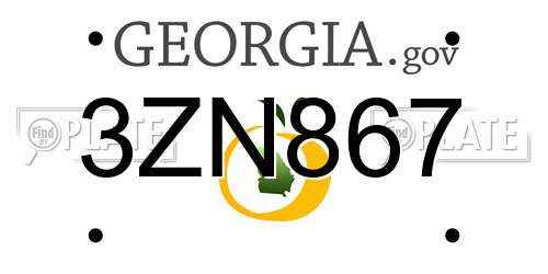 3ZN867 Georgia License Plate